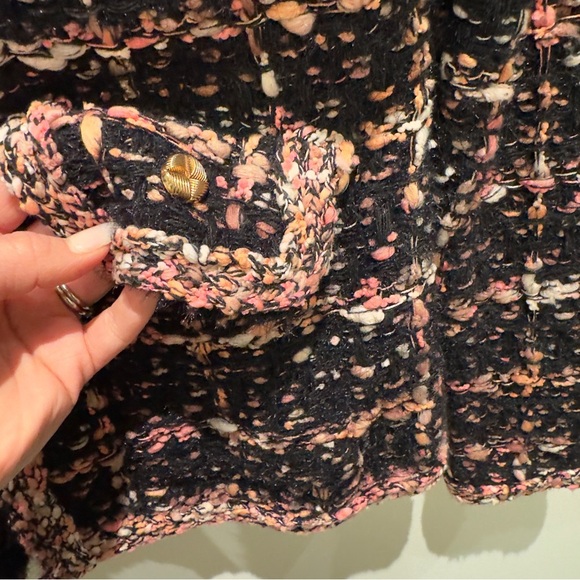 NWT- Sioni Black, Pink, Orange & White Tweed Cardigan Size Medium Women’s - Picture 8 of 11